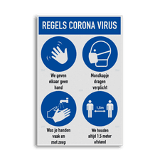 Maatregelen bord instructies Coronavirus (COVID-19)