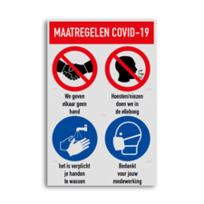 Bord maatregelen en omgangsregels COVID-19 Coronavirus