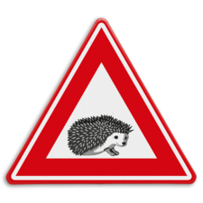 Verkeersbord - waarschuwing overstekende egels