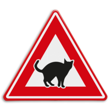 Verkeersbord - waarschuwing overstekende katten - reflecterend