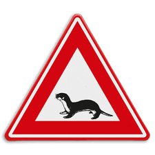 Verkeersbord - waarschuwing overstekende otter - reflecterend