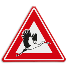 Verkeersbord - waarschuwing overvliegende ooievaars - reflecterend