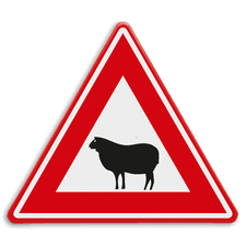 Verkeersbord - waarschuwing overstekende schapen - reflecterend