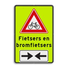 Verkeersbord RVV J24 - FLUOR (brom)fietsers met tekst