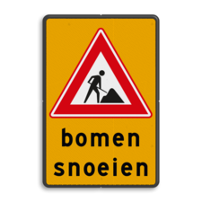 Waarschuwingsbord J16 + WIU geel/zwart 3 regelig