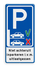 Verkeersbord - Niet achteruit inparkeren (vooruit inparkeren)