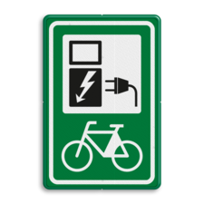 Verkeersbord oplaadpunt elektrische fietsen groen - reflecterend