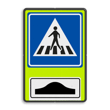 Verkeersbord RVV L02f - FLUOR oversteekplaats / zebrapad met drempel