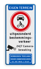 Informatiebord EIGEN TERREIN - Gesloten voertuigen - eigen tekst - Camera - Art. 461