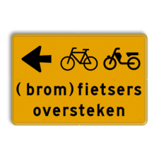 Omleidingsbord - (brom)fietsers oversteken + pijl - reflecterend