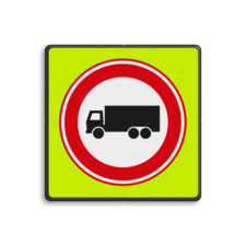 Verkeersbord RVV C07f - Gesloten voor vrachtverkeer - fluor achtergrond