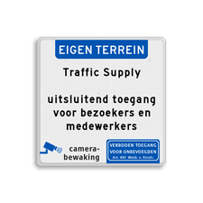 Toegangsbord met eigen tekst en pictogrammen