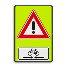 Verkeersbord RVV J37OB503OB02f - FLUOR overstekende fietsers