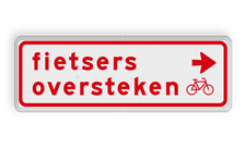 Verkeersbord RVV BW07r 600x200mm - Fietsers oversteken