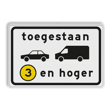 Verkeersbord RVV C22a1 - Onderbord - Milieuzone auto en busje