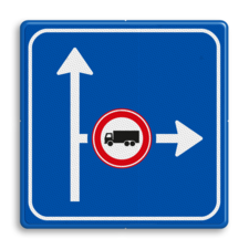 Verkeersbord RVV L10-02r-C07 - rechts verboden voor vrachtverkeer