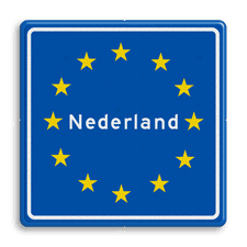 Verkeersbord RVV L403 - Grensbord Nederland