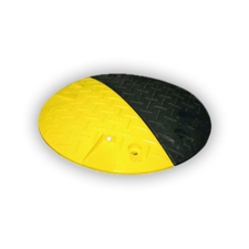Ralentisseur rond en plastique recyclé - Ø420x50mm - jaune/noir (en deux pièces)