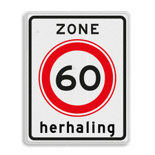 Verkeersbord RVV A01-60zb - Begin zone maximum snelheid