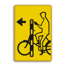 Verkeersbord RVV VR01la geel/zwart - 200x300mm - Fietsers