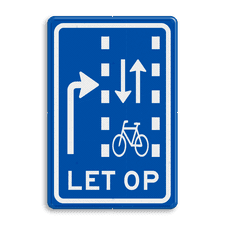 Verkeersbord RVV VR09-03 - Let op: recht doorgaande fietsers in twee richtingen