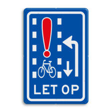 Verkeersbord RVV VR10-01 - Let op: recht doorgaande fietsers