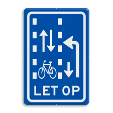 Verkeersbord RVV VR10-03 - Let op: recht doorgaande fietsers in twee richtingen