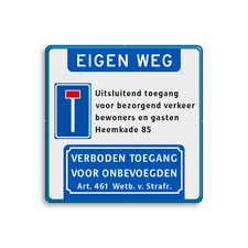 Informatiebord met aanhef - doodlopende weg - verboden toegang Art.461