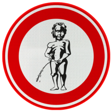 Verkeersbord - Verboden te plassen - manneke pis