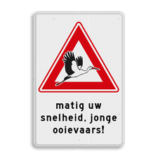 Waarschuwingsbord  - LET OP! Jonge ooievaars