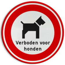 Verbodsbord Verboden voor honden met tekst