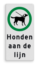 Verkeersbord honden aangelijnd toegestaan - Picto en tekst