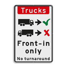 Verkeersbord - Trucks drive in forward only