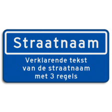 Straatnaambord 10 karakters 600x300mm + 3 regelige ondertekst NEN 1772