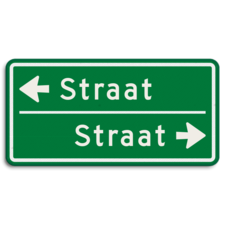 Straatnaambord groen 10 karakters 600x300 mm 2 regelig met pijl NEN 1772