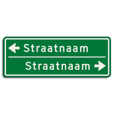 Straatnaambord groen 14 karakters 800x300 mm 2 regelig met pijl NEN 1772