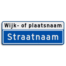 Straatnaambord 11 karakters 800x300mm + wijk- of plaatsnaam NEN 1772