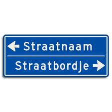 Straatnaambord 14 karakters 1000x400 mm 2 regelig met pijl NEN 1772