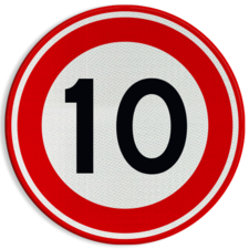 Verkeersbord RVV A01-10 - Maximum snelheid 10 km/h