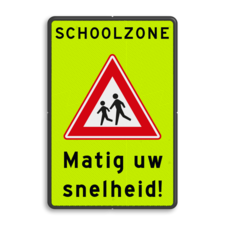 Verkeersbord schoolzone RVV J21f matig uw snelheid - reflecterend