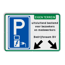 Parkeerbord elektrische voertuigen - eigen tekst - pijlen