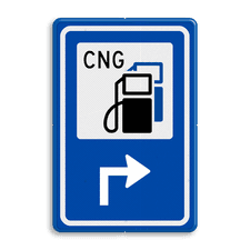 Verkeersbord RVV BW101Sp18 - CNG pompstation met aanpasbare pijlrichting