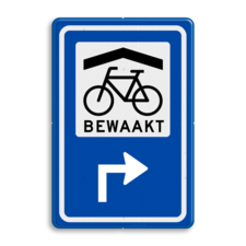 Verkeersbord RVV BW210 - Bewaakte overdekte Fietsenstalling met aanpasbare pijlrichting