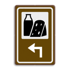 Routebord BW101 (bruin) - 1 pictogram met aanpasbare pijl