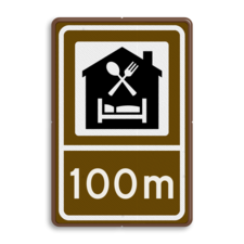 Routebord BW101 (bruin) - 1 pictogram met afstandsaanduiding