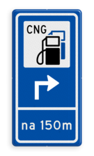 Routebord BW101 (blauw) - 1 pictogram met aanpasbare pijl en afstand