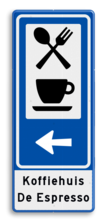 Routebord BW101 (blauw) - 2 pictogrammen met pijl en tekst