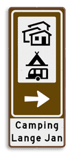 Routebord BW101 (bruin) - 2 pictogrammen aanpasbare pijl en tekstvlak