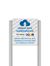 Portaalsysteem TS met informatiebord 1:1 met aluminium geborstelde staanders