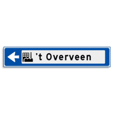 Verwijsbord KOKER Blauw/wit/zwart - pijl links, met 1 pictogram - Klasse 3 reflecterend